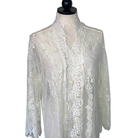 INC International Concepts Womens Robe Size Medium White Lace Floral Casual - Picture 6 of 14